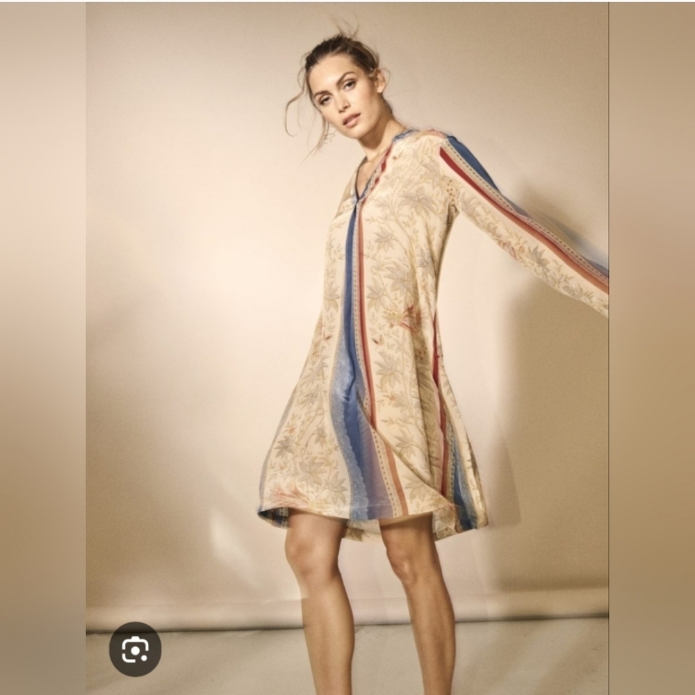 Mos Mosh Mini Dress Aria Bird Floral Blue Gold Woodland Whimsy